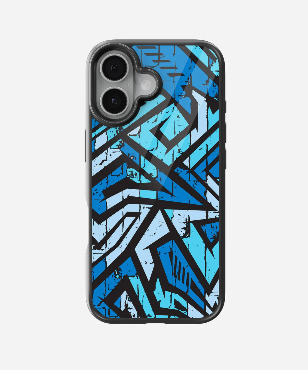 Abstract Blue Stripes Geometric Pattern - Glass Case