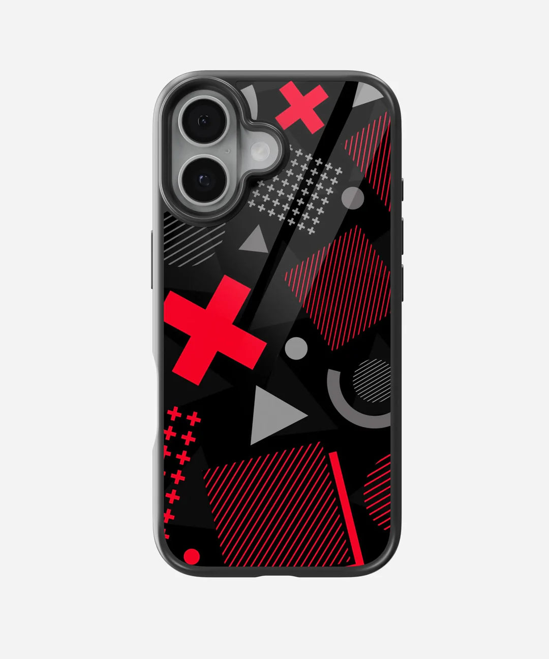Abstract Geometric Black Red Pattern - Glass Case