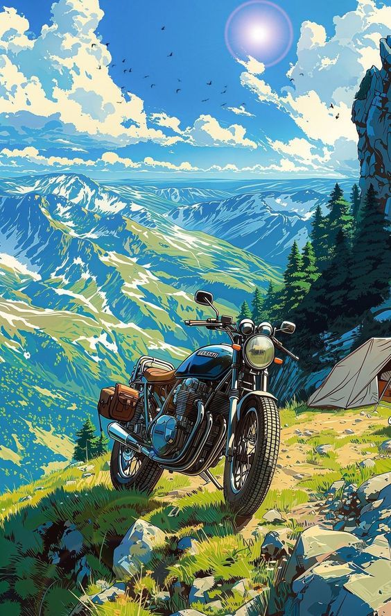 Royal Enfield Mountains - Glass Case